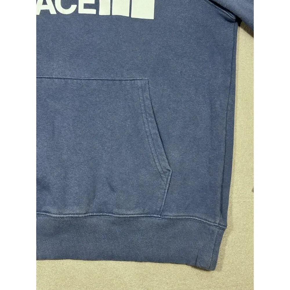 Men’s The North Face Hoodie Size M Blue Large Logo Pullover Sweatshirt